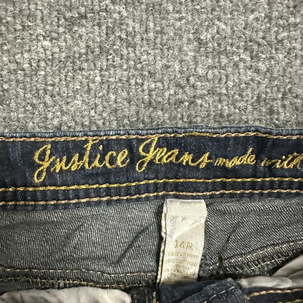 Justice Denim Shorts Girls Size 14R Dark Wash Low Rise Casual Stretch Summer